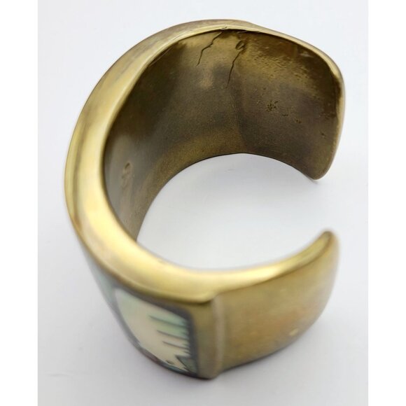 Vintage Andrew Shows Handcrafted Brass Cuff Bracelet W/ Bear Design Rare Unique - Picture 13 of 16